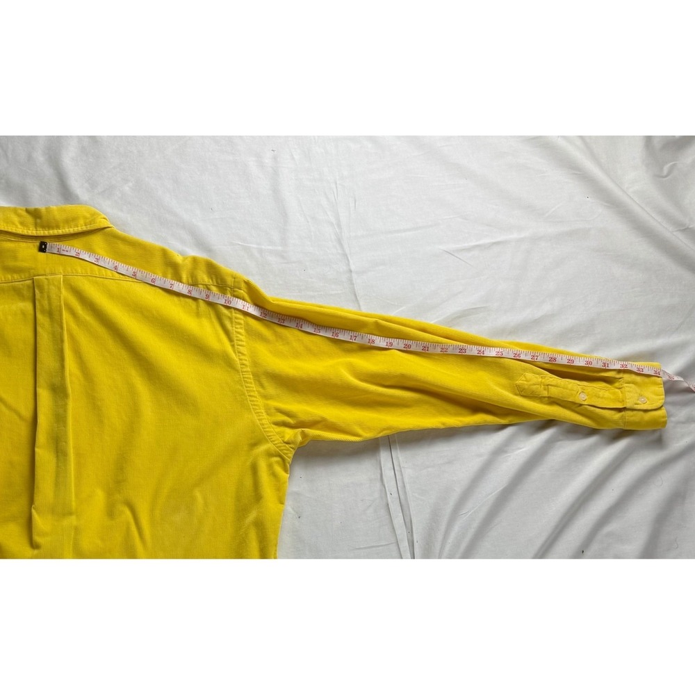 Ralph Lauren Golf Corduroy Button Down Shirt Men M Yellow Long Sleeve Crest Logo - Picture 11 of 12